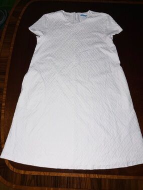 J McLaughlin diamond square waffle dress solid white mini graduation l shift